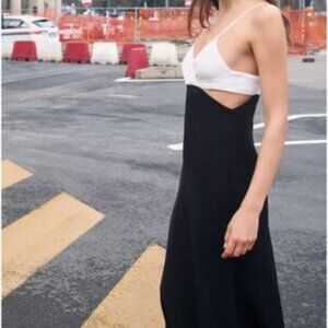 ZARA Satin Two-Tone Slip Dress – New With Tags NWT – Size M 🖤